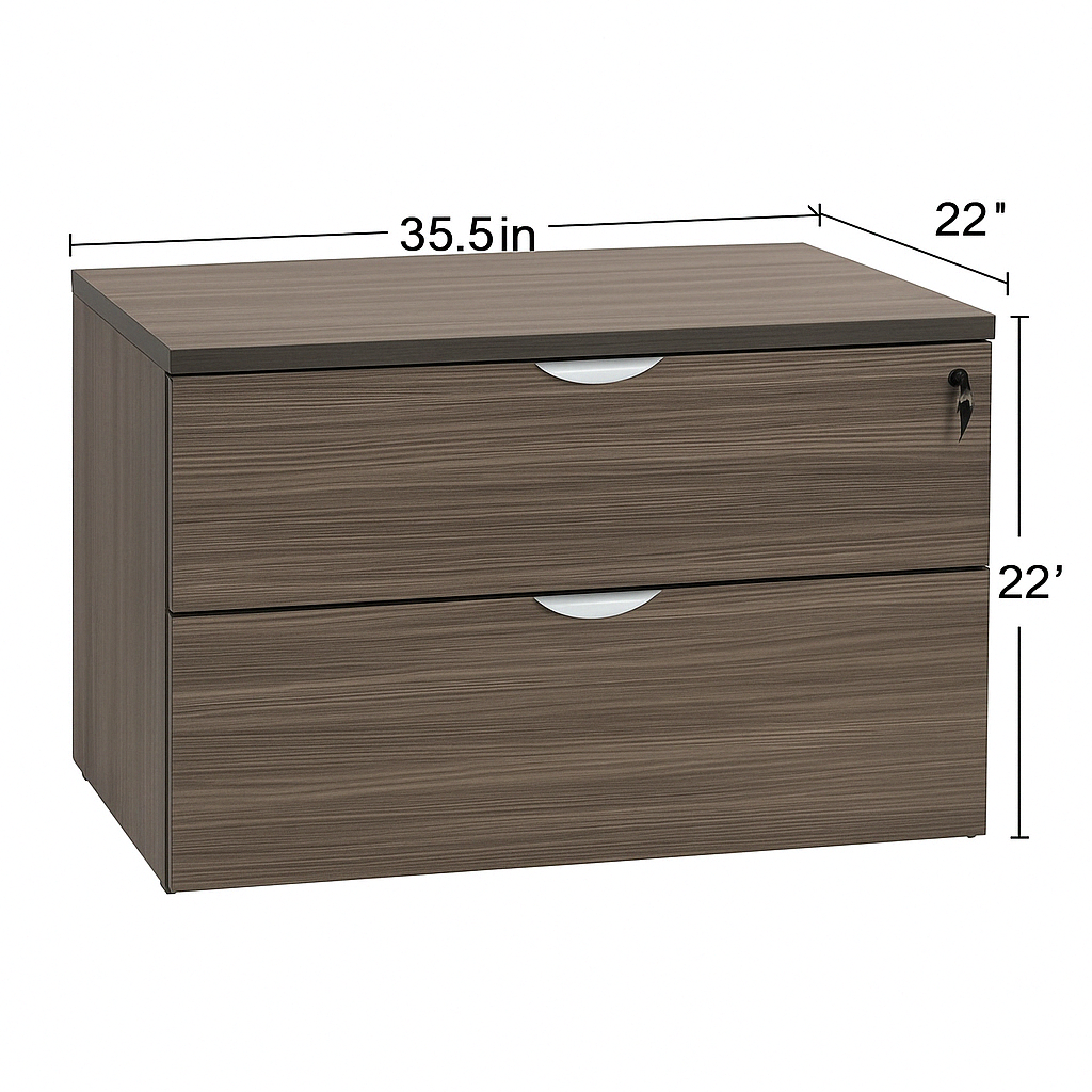 Dark Wood 2-Drawer Locking Storage File