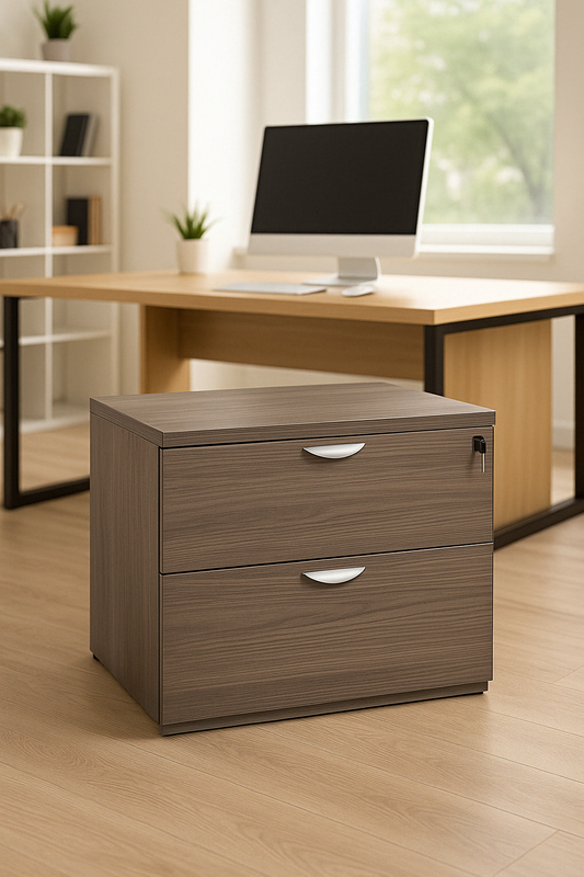 Dark Wood 2-Drawer Locking Storage File